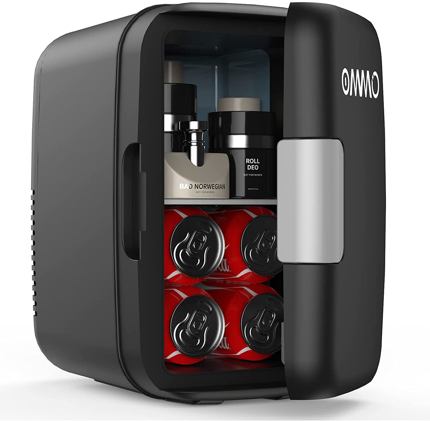 Mini Chillin Fridge, Cooler and Warmer Compact Small Refrigerator with AC/DC Power, for Skincare, Medications, Beverage, Home and Travel, Black